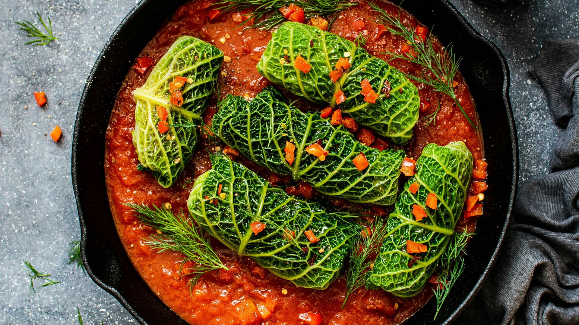 cooked food in frying pan