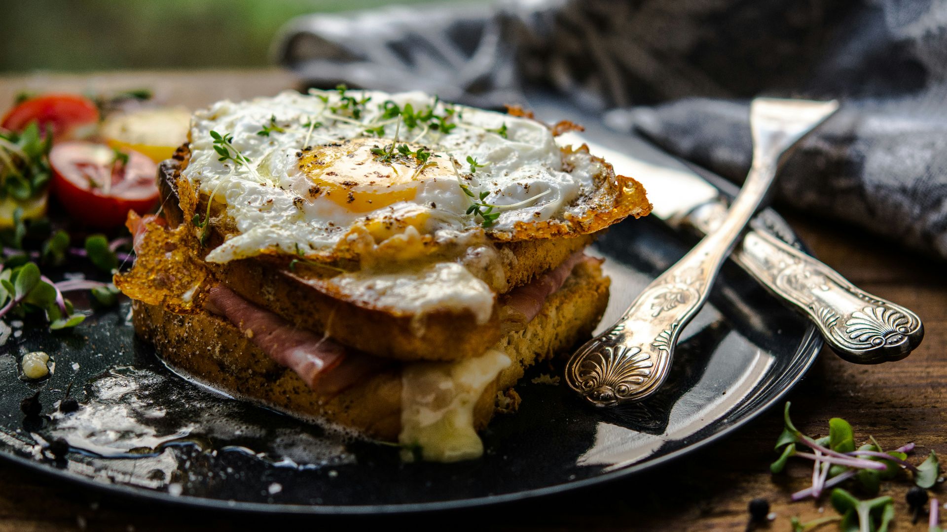 sunny side-up egg and bread on plate