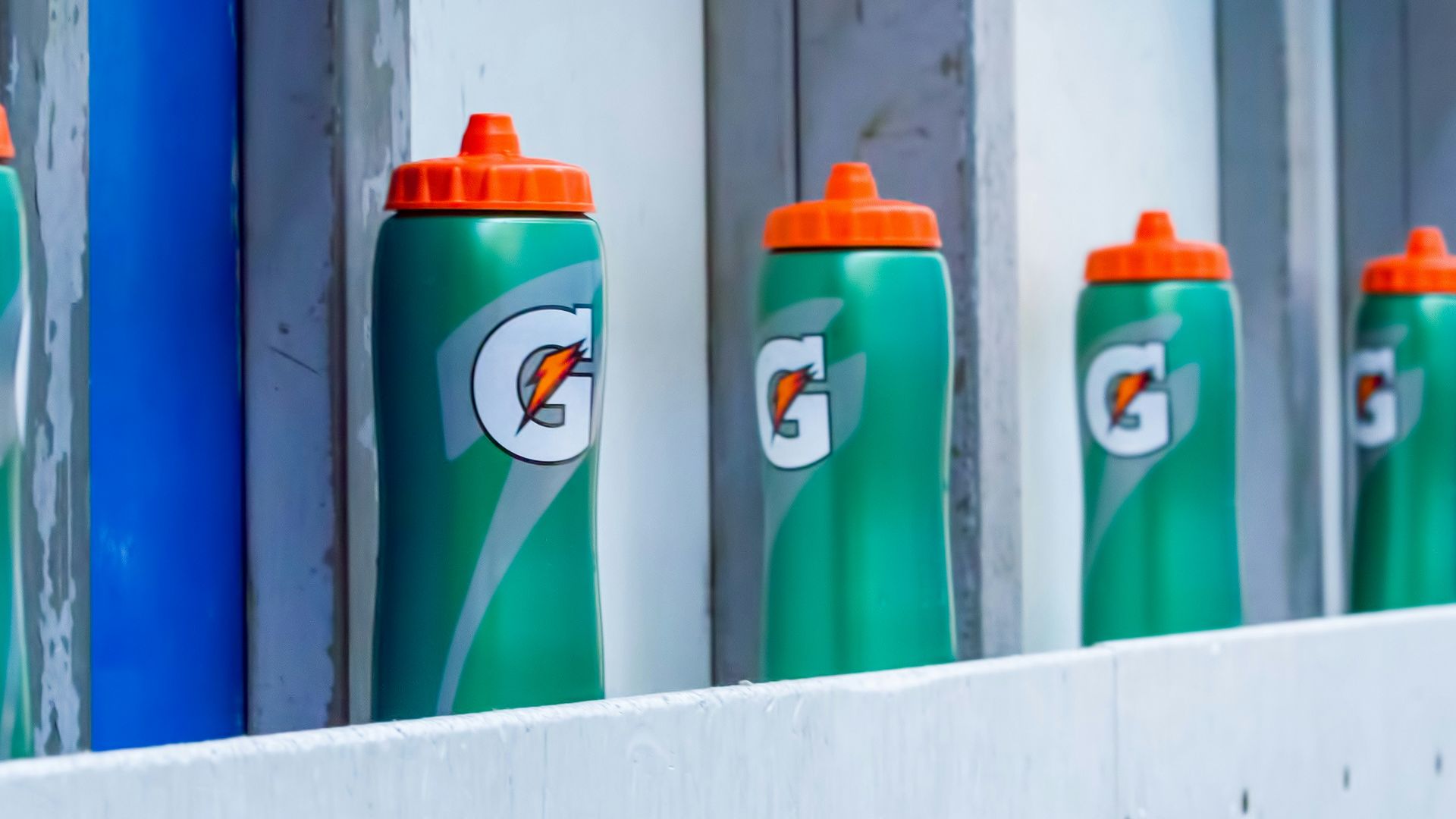 Gatorade sports bottle on top of gray surface
