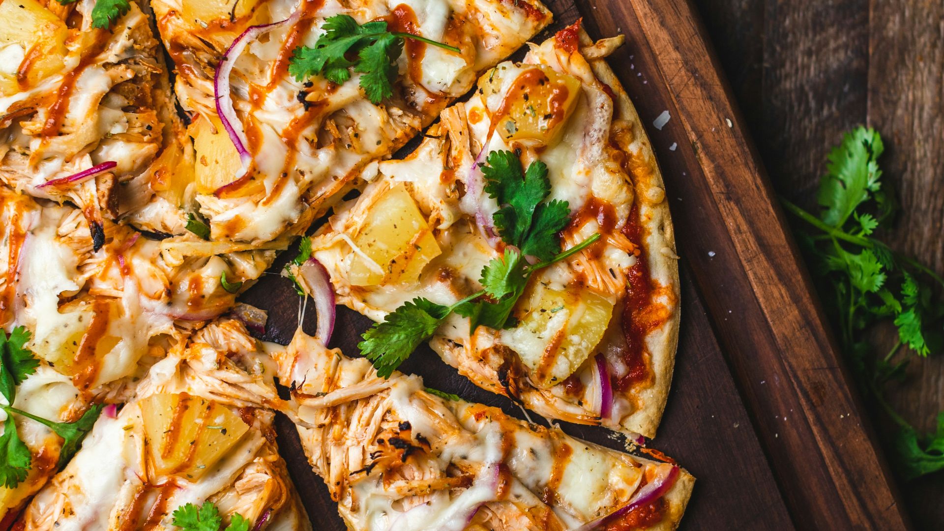 pizza on chopping board