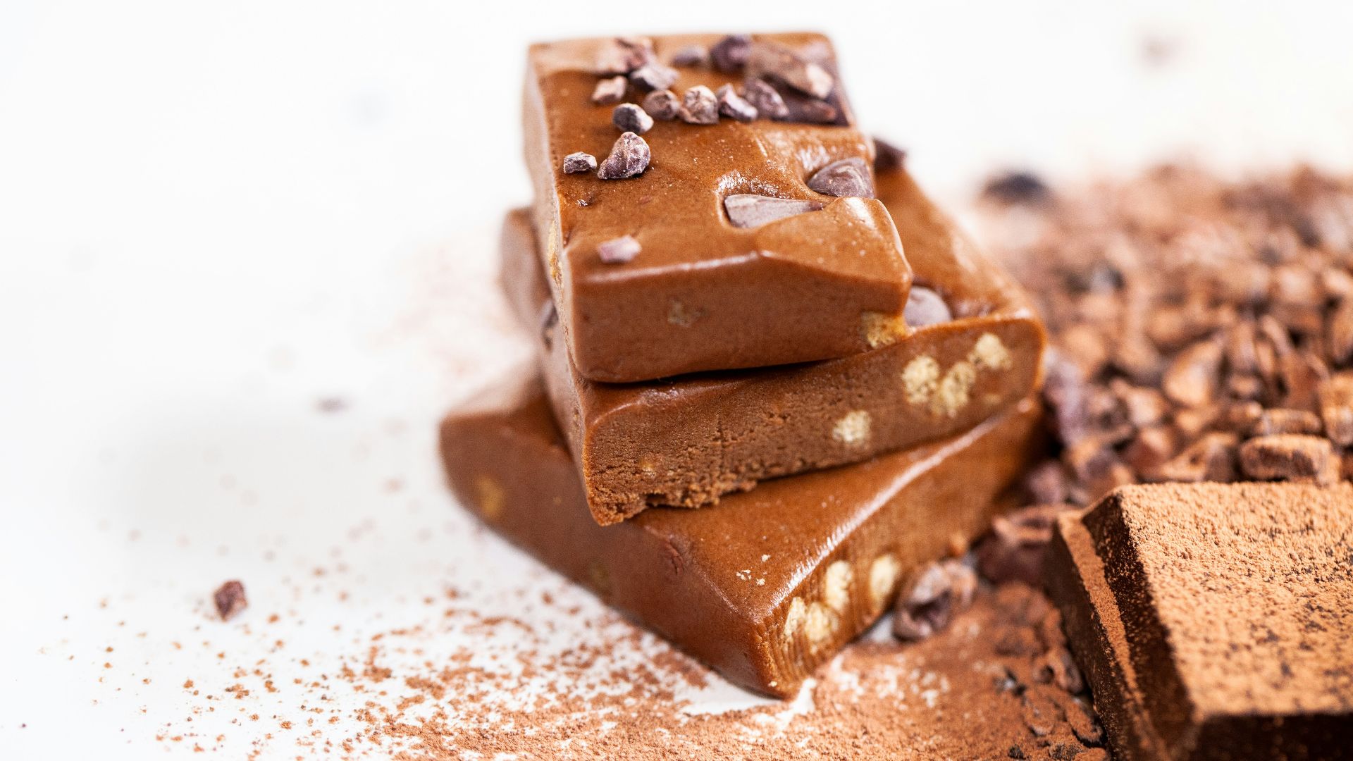 brown chocolate bar on white surface