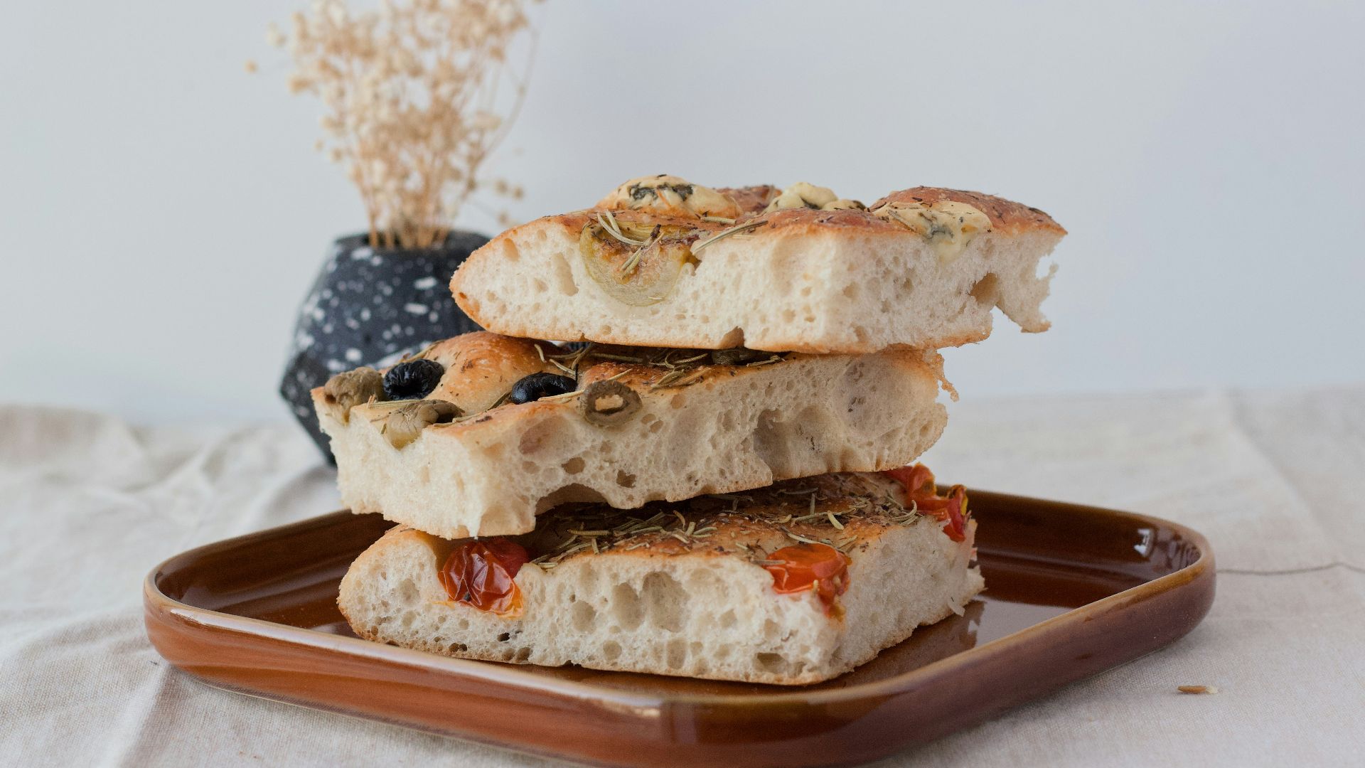 sliced bread on white ceramic plate