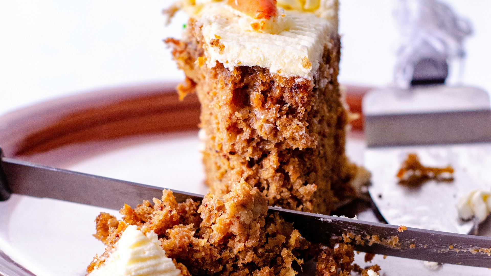 brown cake on white ceramic plate