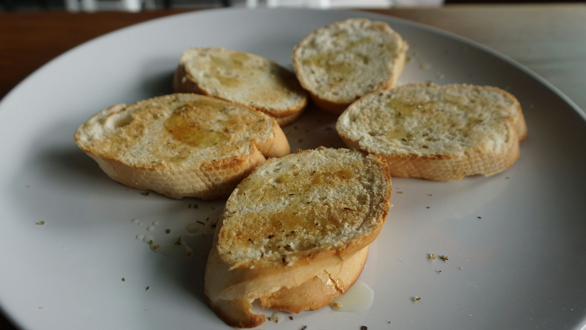 slices of toasted bread on white plate