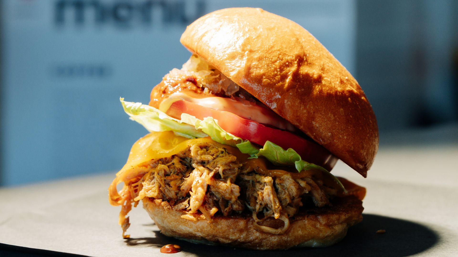 a close up of a sandwich on a table