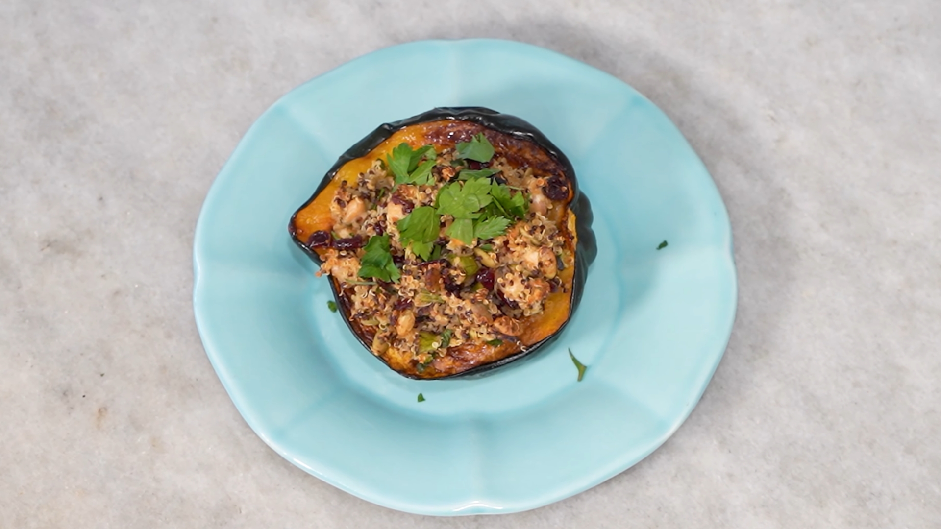 Stuffed Acorn Squash With Quinoa & Cranberries