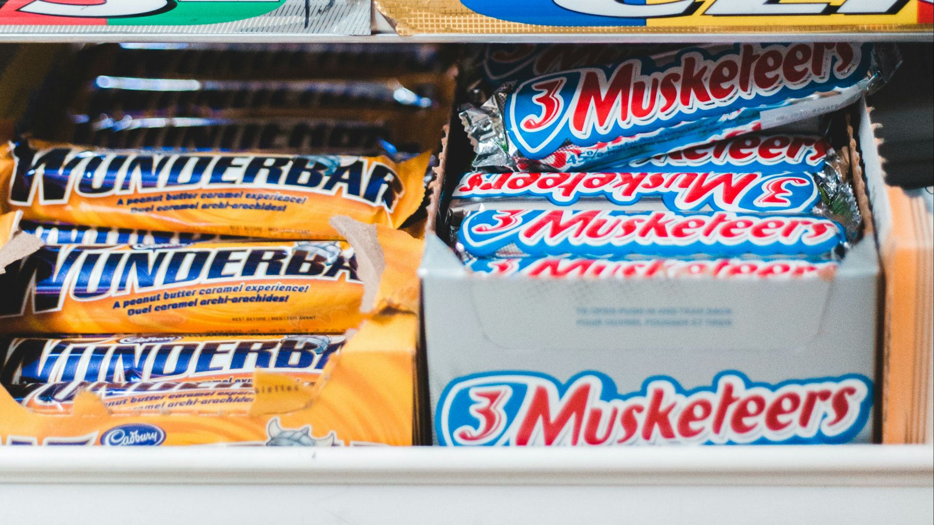 assorted chocolates in rack