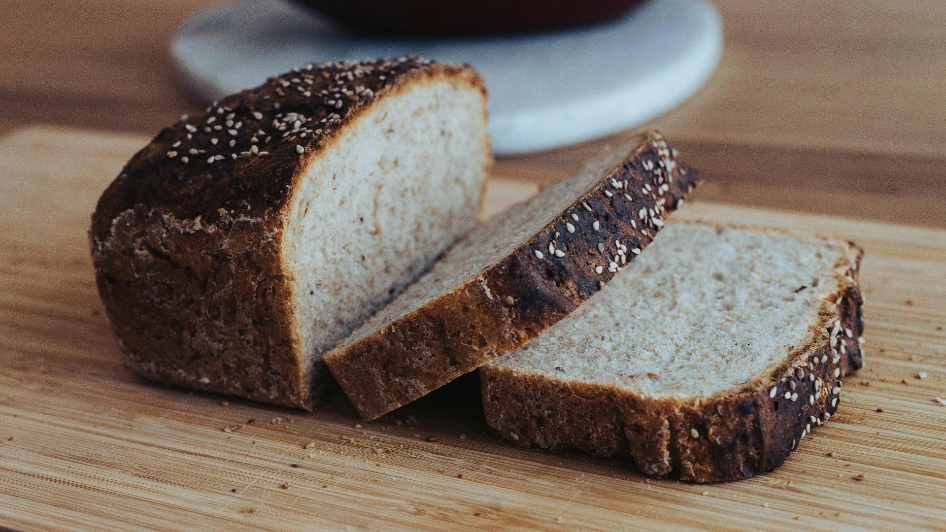 sliced bread on white ceramic plate