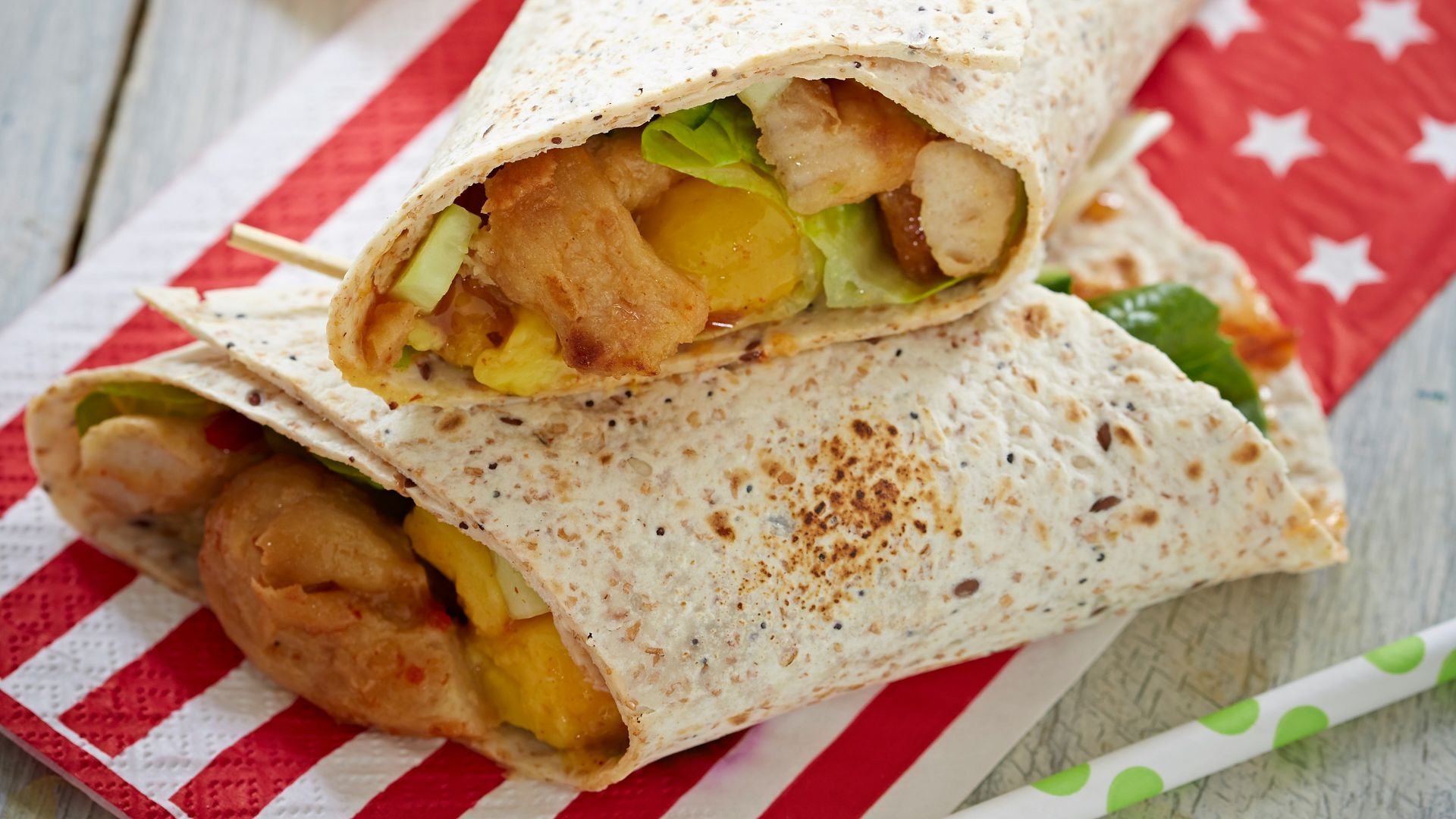 white and brown bread on white and blue floral textile