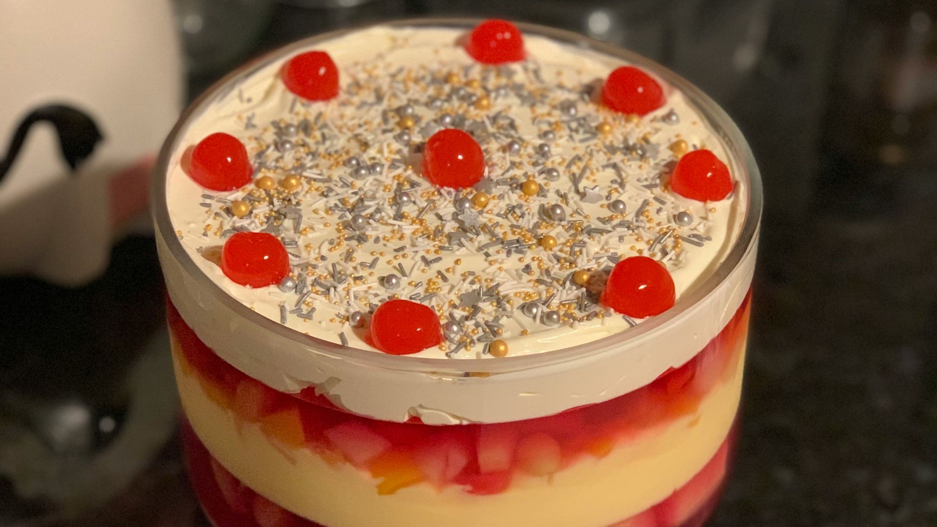 strawberry and strawberry ice cream in clear glass cup