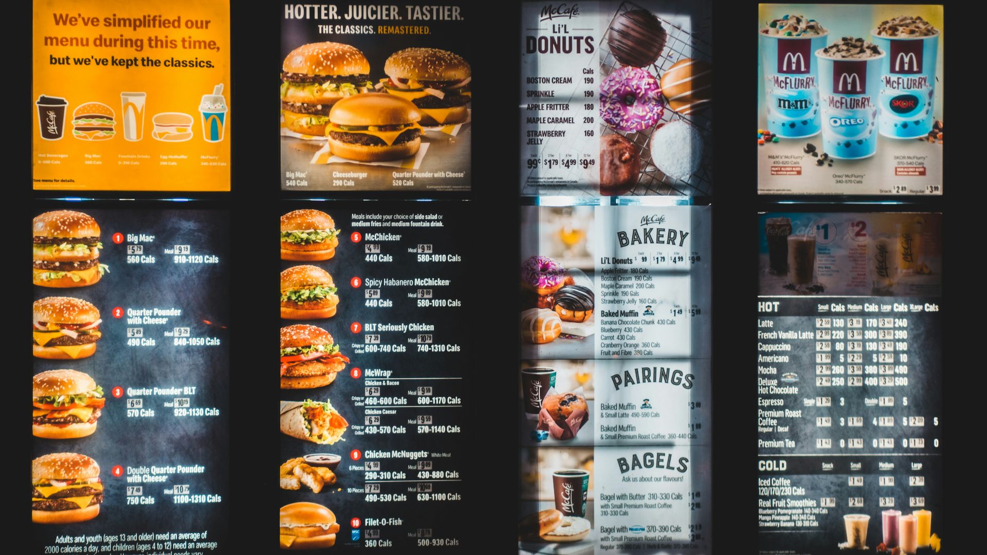 black and white menu list