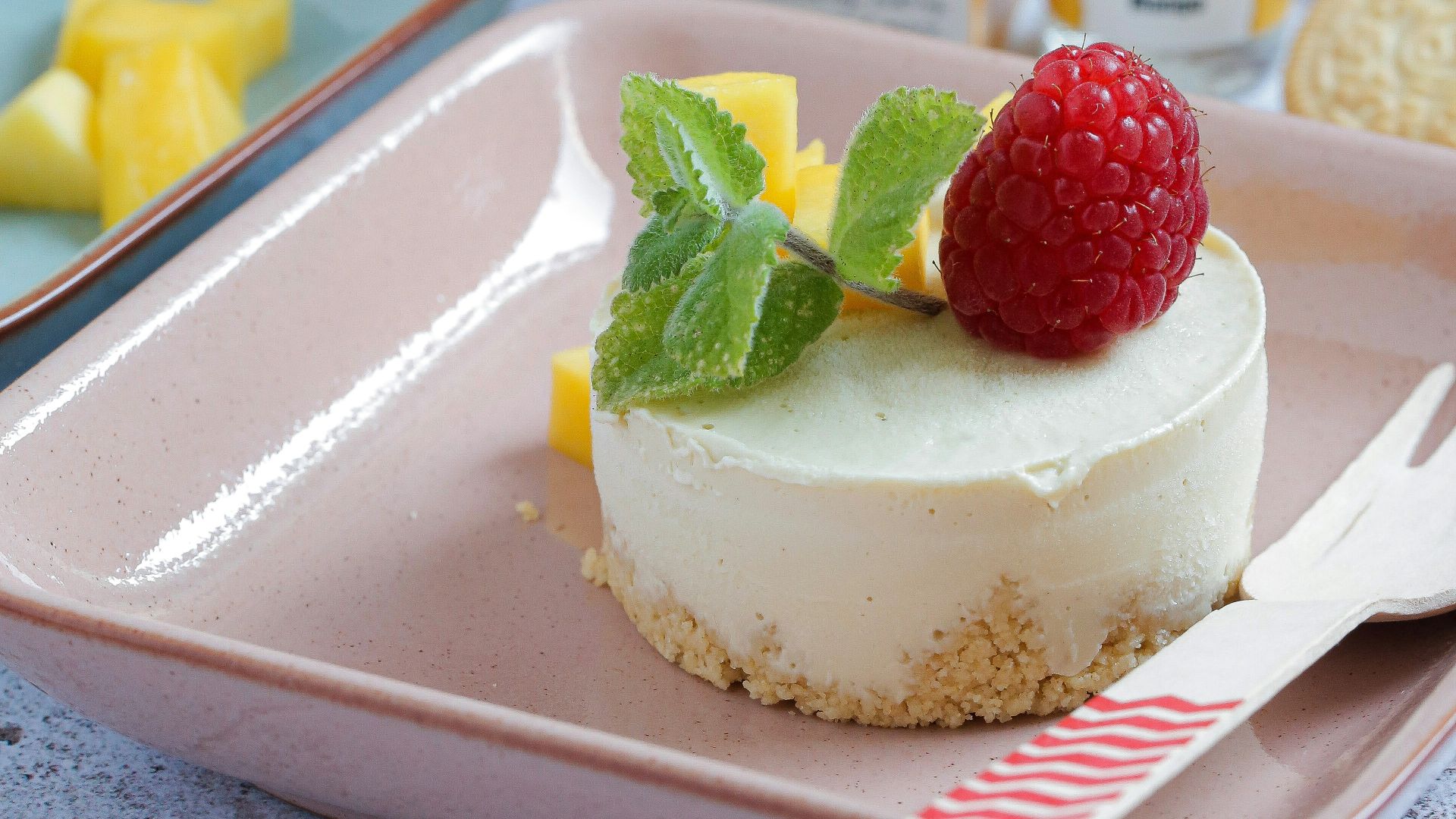 a plate with a dessert on top of it