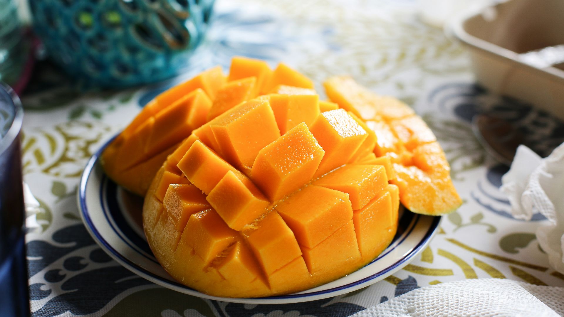 a close up of a plate of fruit on a table