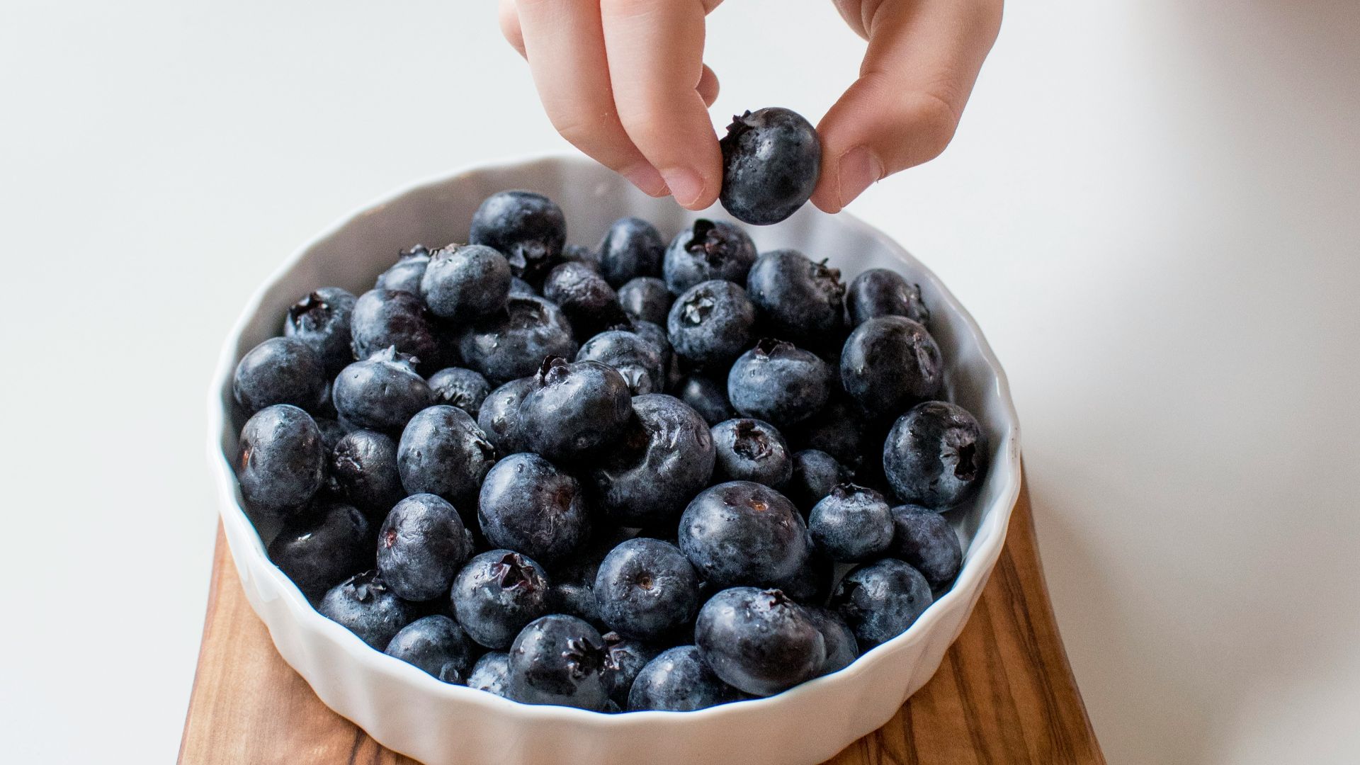 person holding bowl of black berries