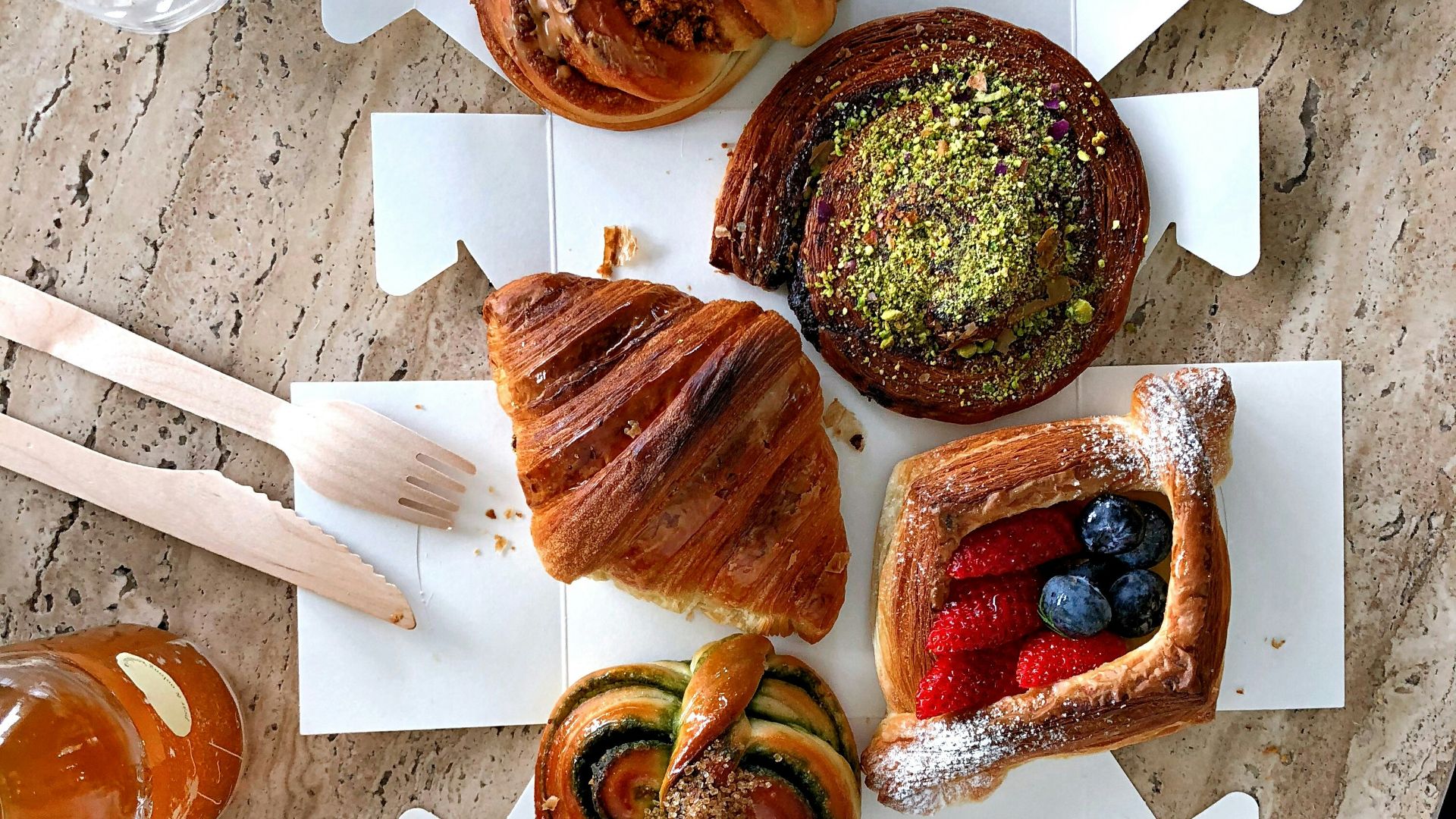 brown and green dish on white ceramic plate