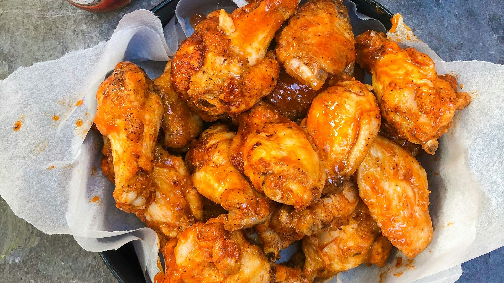 fried chicken on black plate