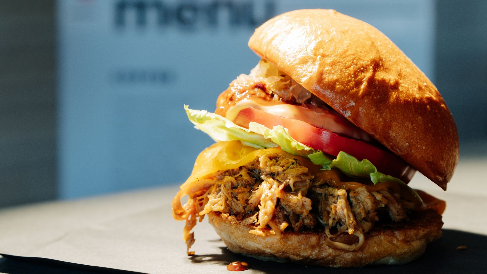 a close up of a sandwich on a table