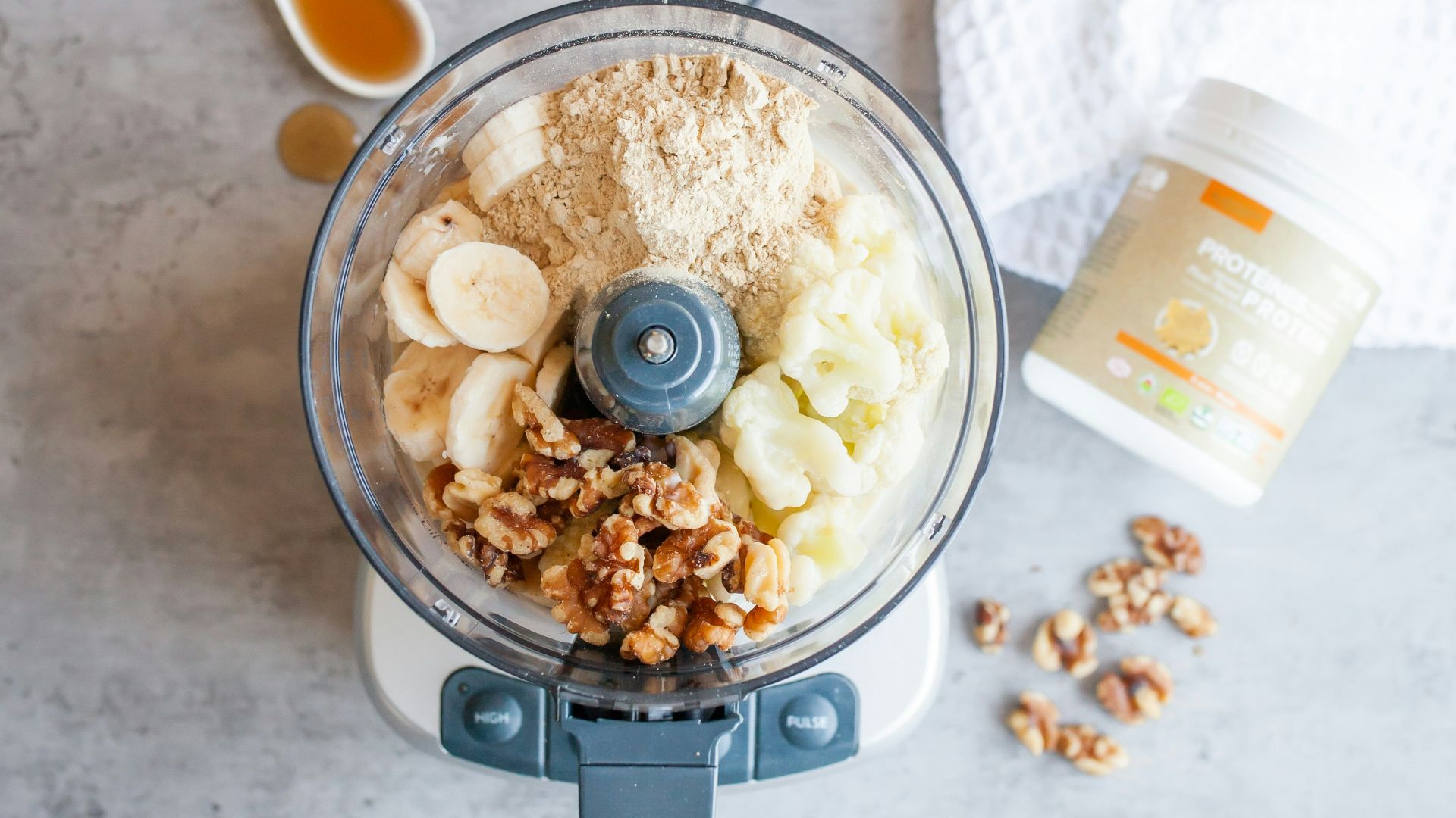 a blender filled with ingredients to make a smoothie