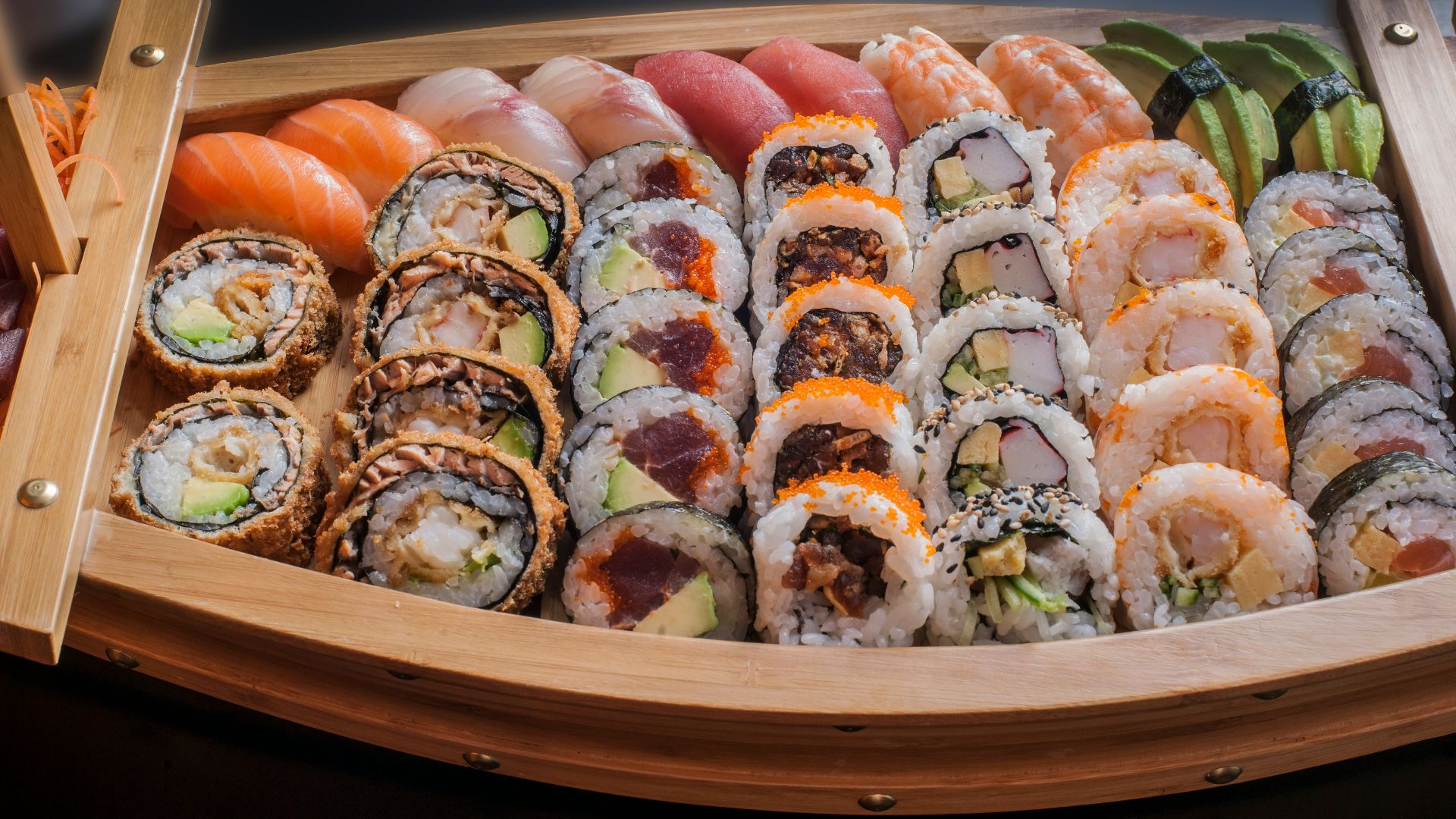 food photography of varieties of sushies