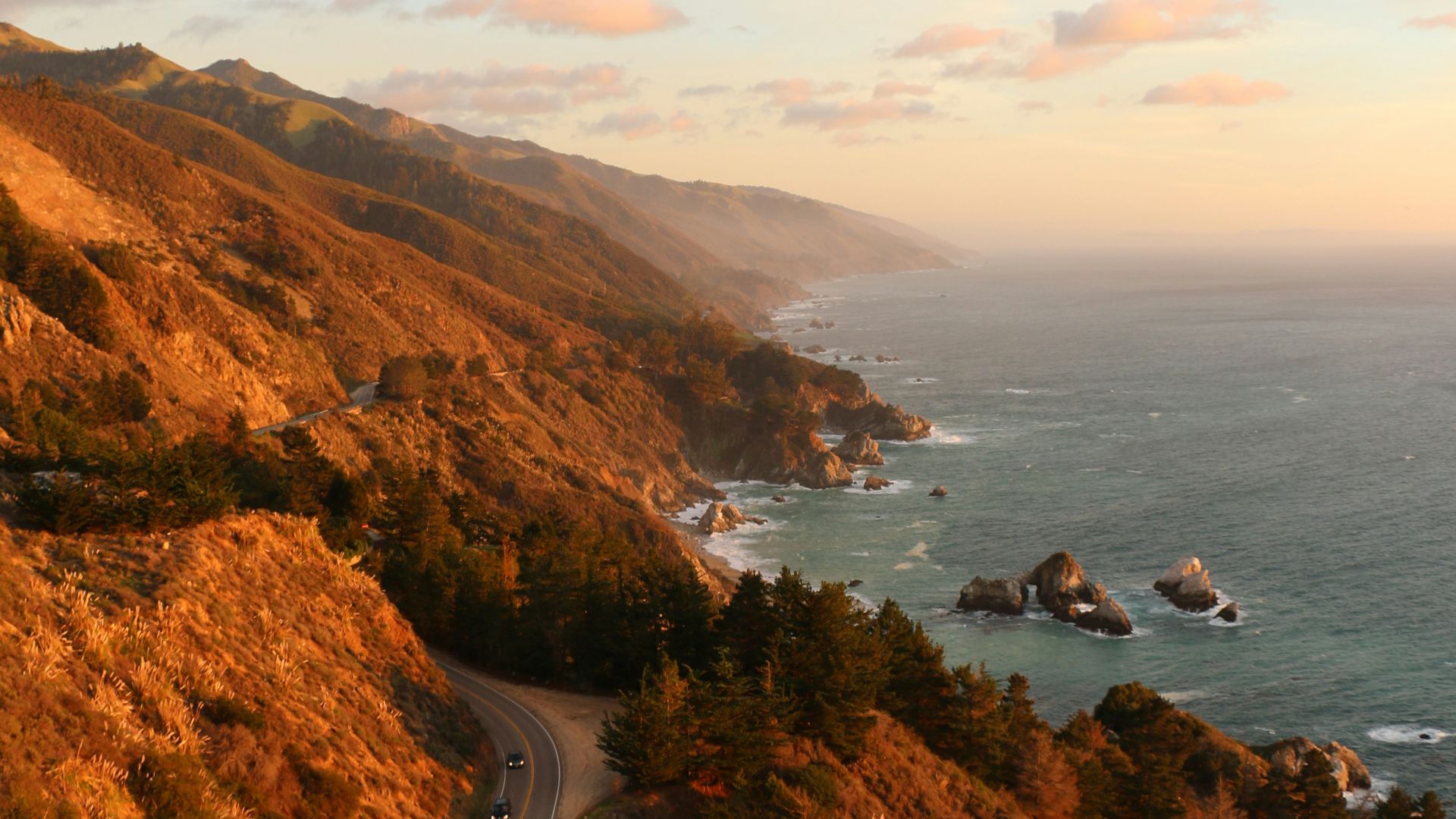 bird's eye photography of road near ocean