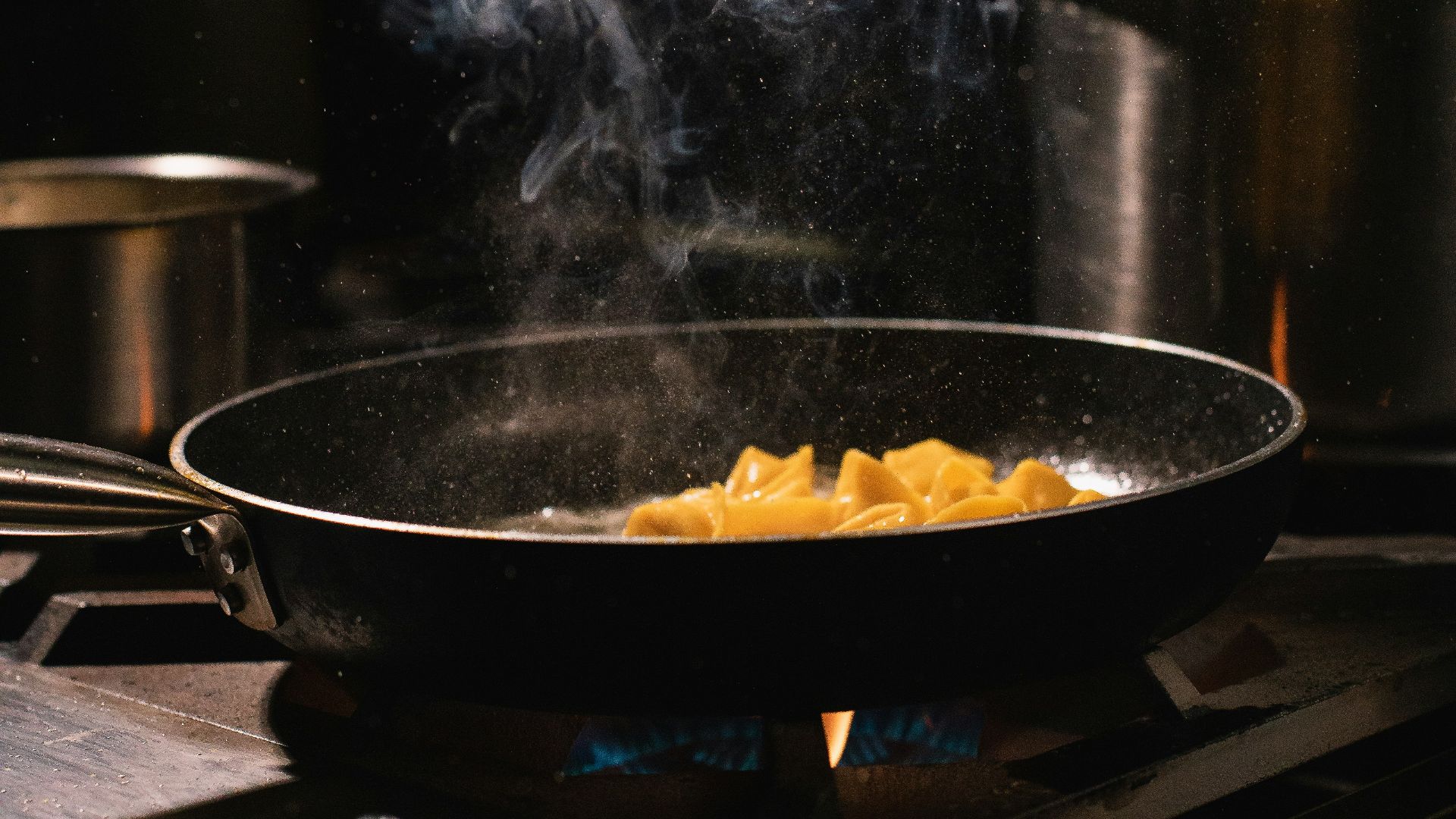 black frying pan on stove