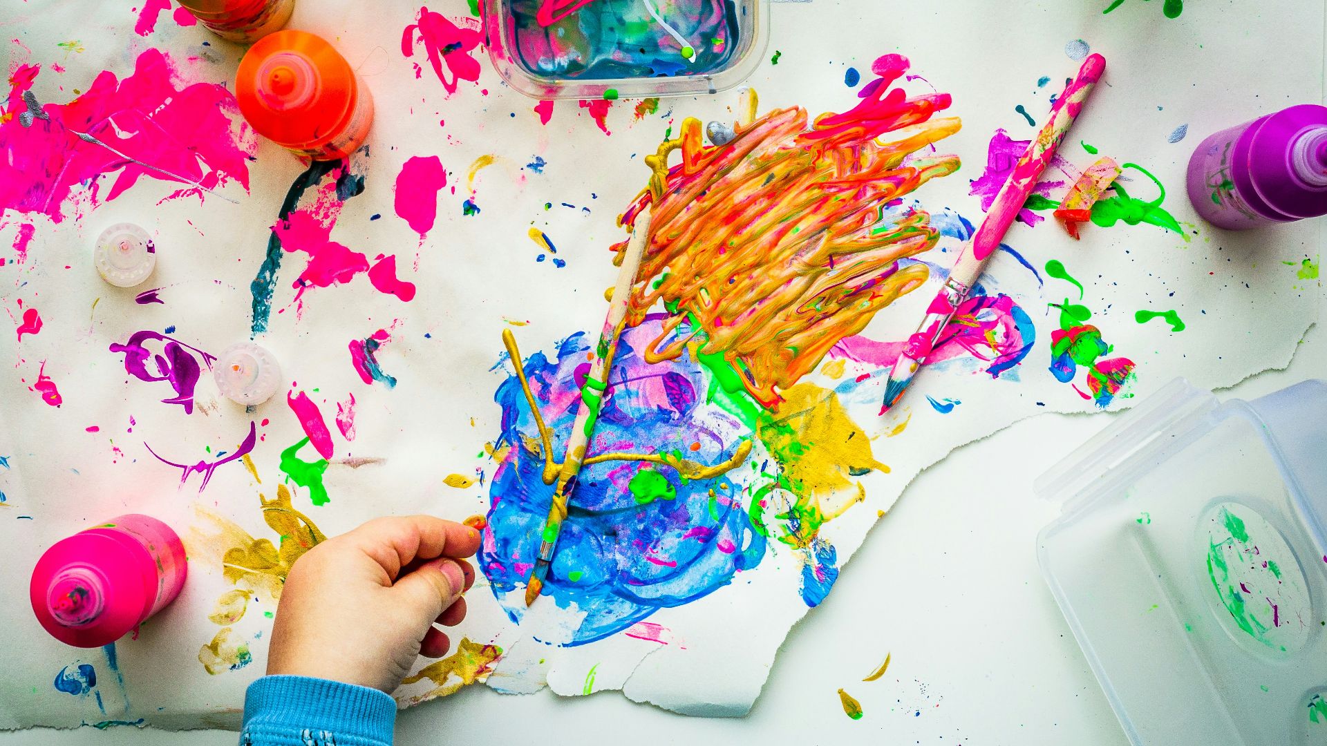 flat lay photography of paintings