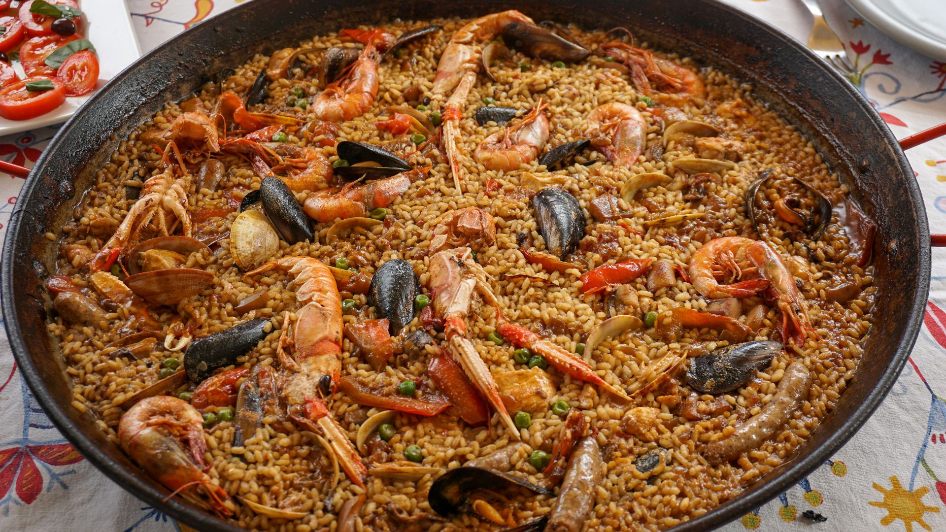 cooked food on black round plate