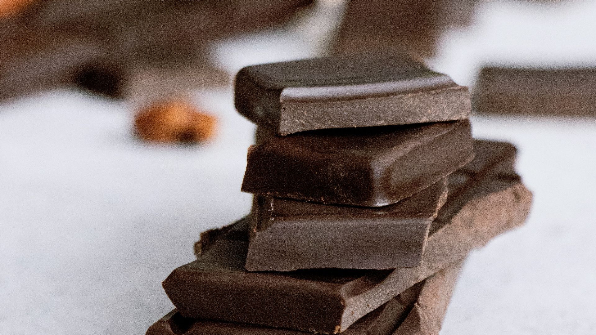 brown chocolate bars on white surface