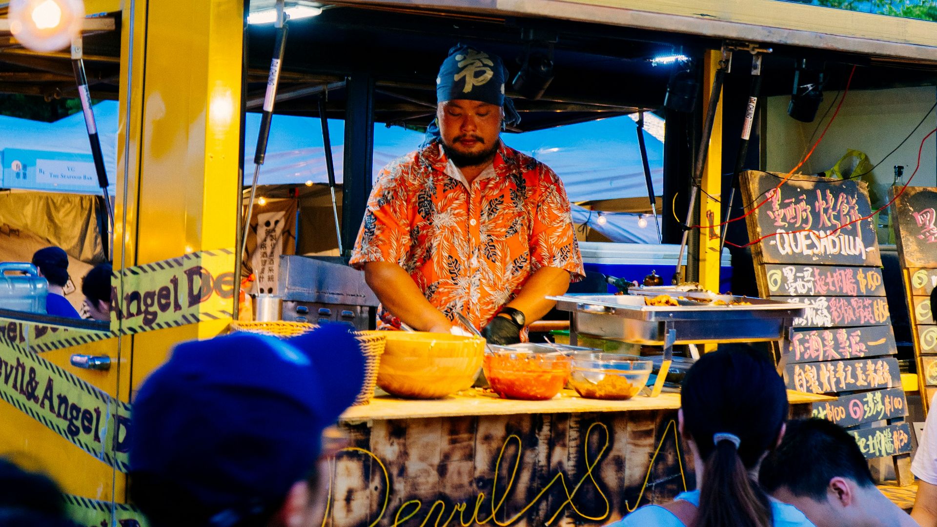 man inside food stall