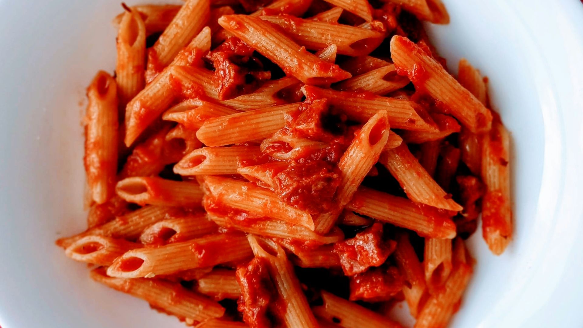 pasta dish on white ceramic plate
