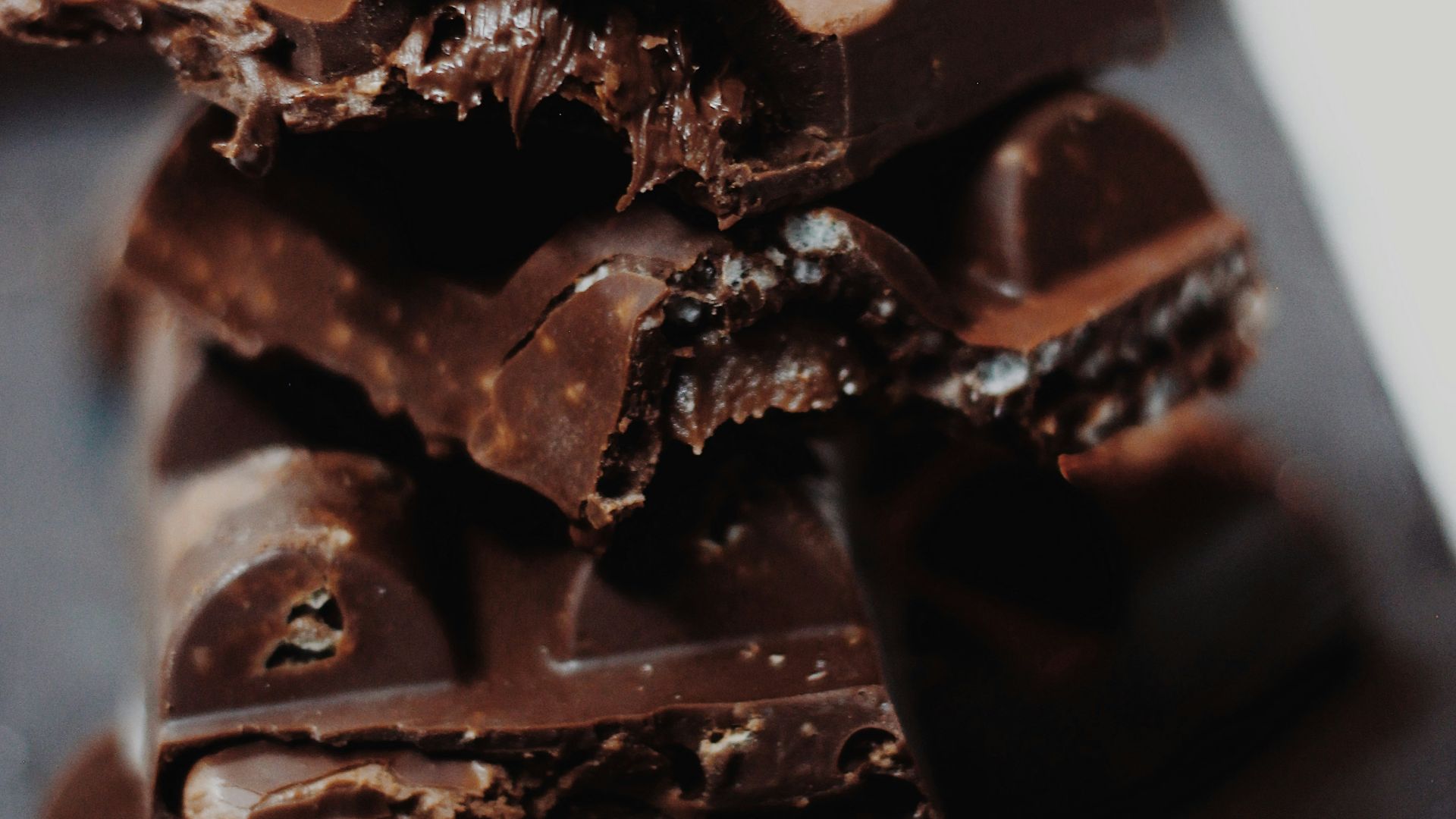 chocolate bar on white plate