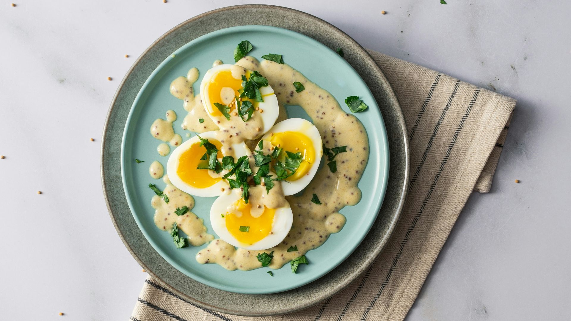 a plate of food with eggs on top of it