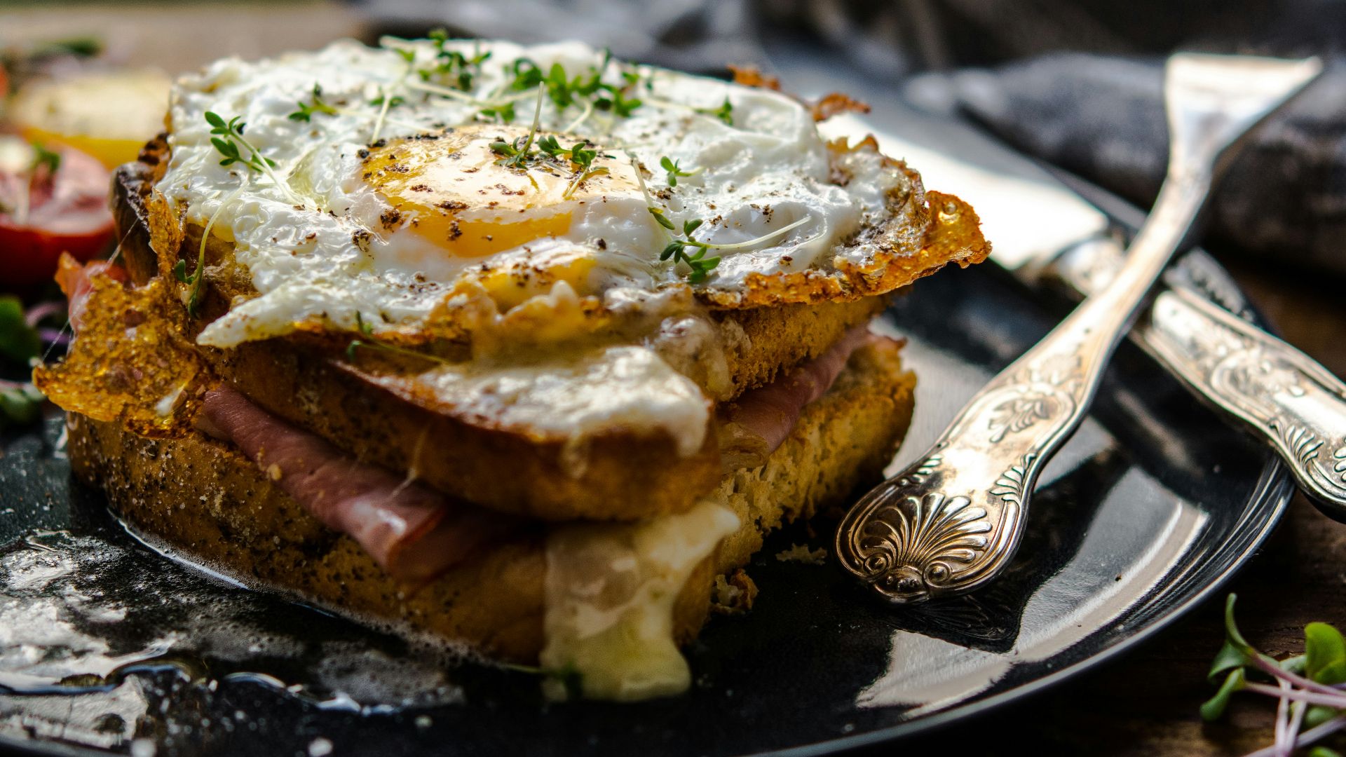 sunny side-up egg and bread on plate
