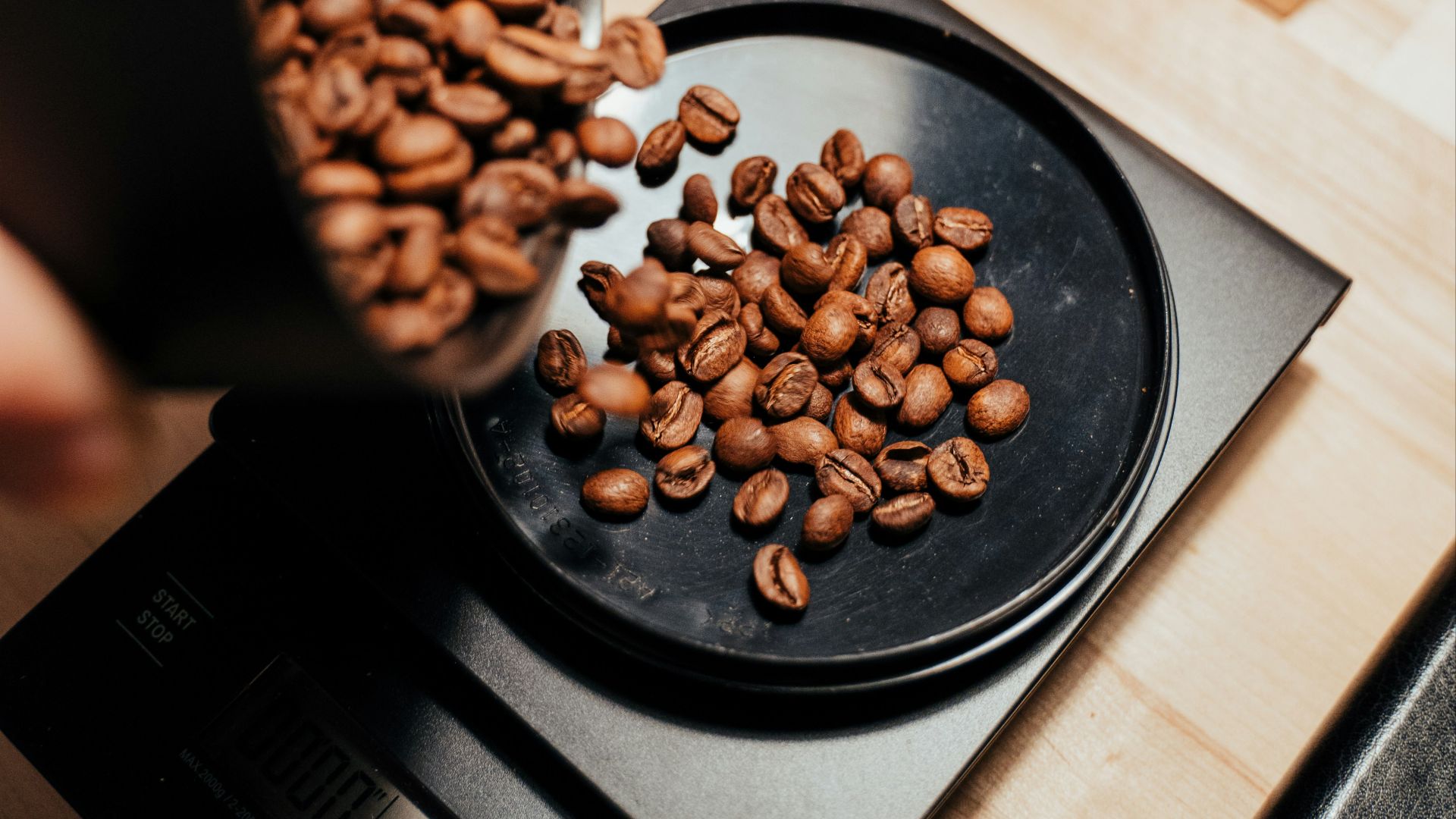 brown coffee beans on black ceramic mug