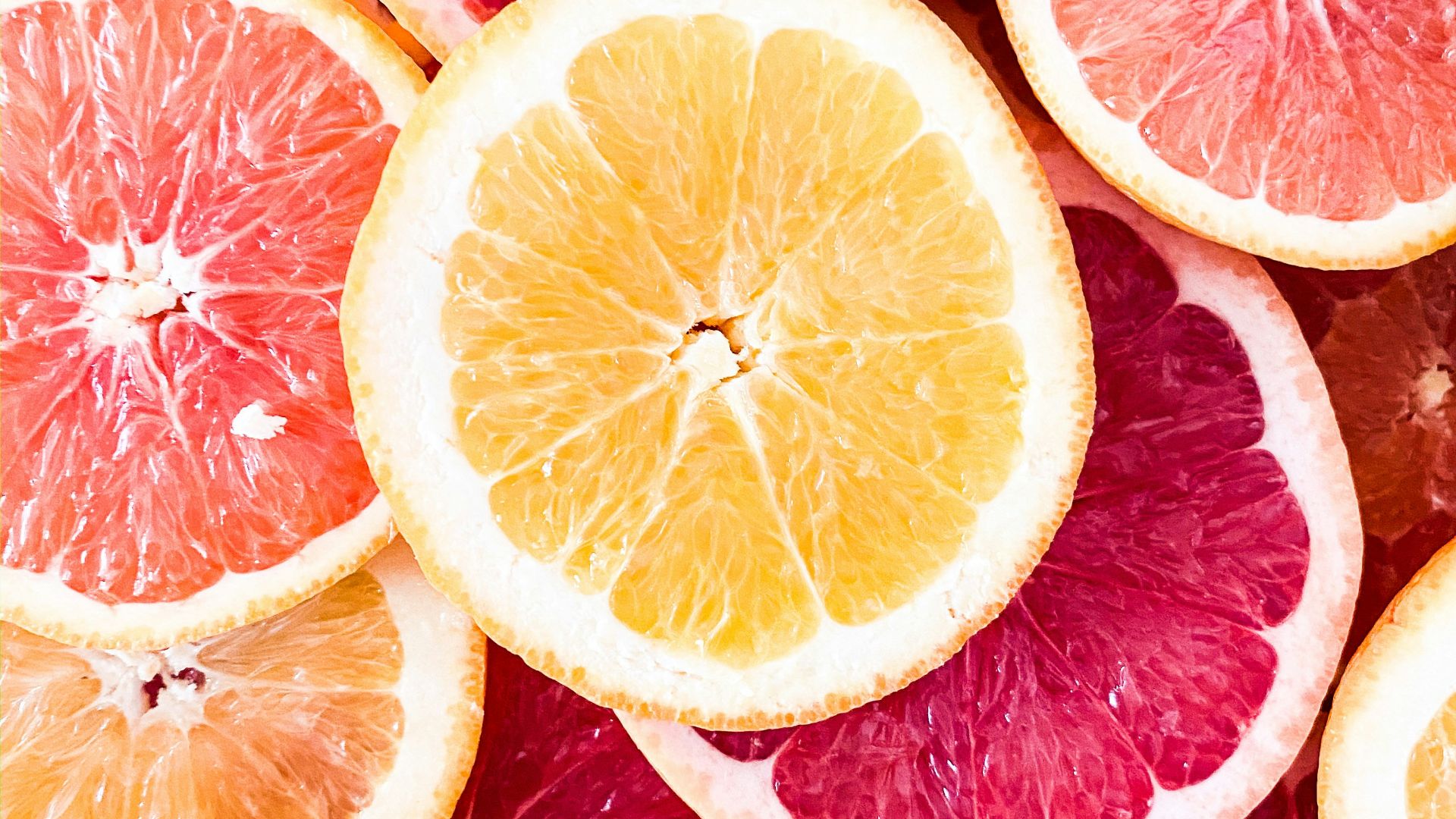 sliced grapefruits
