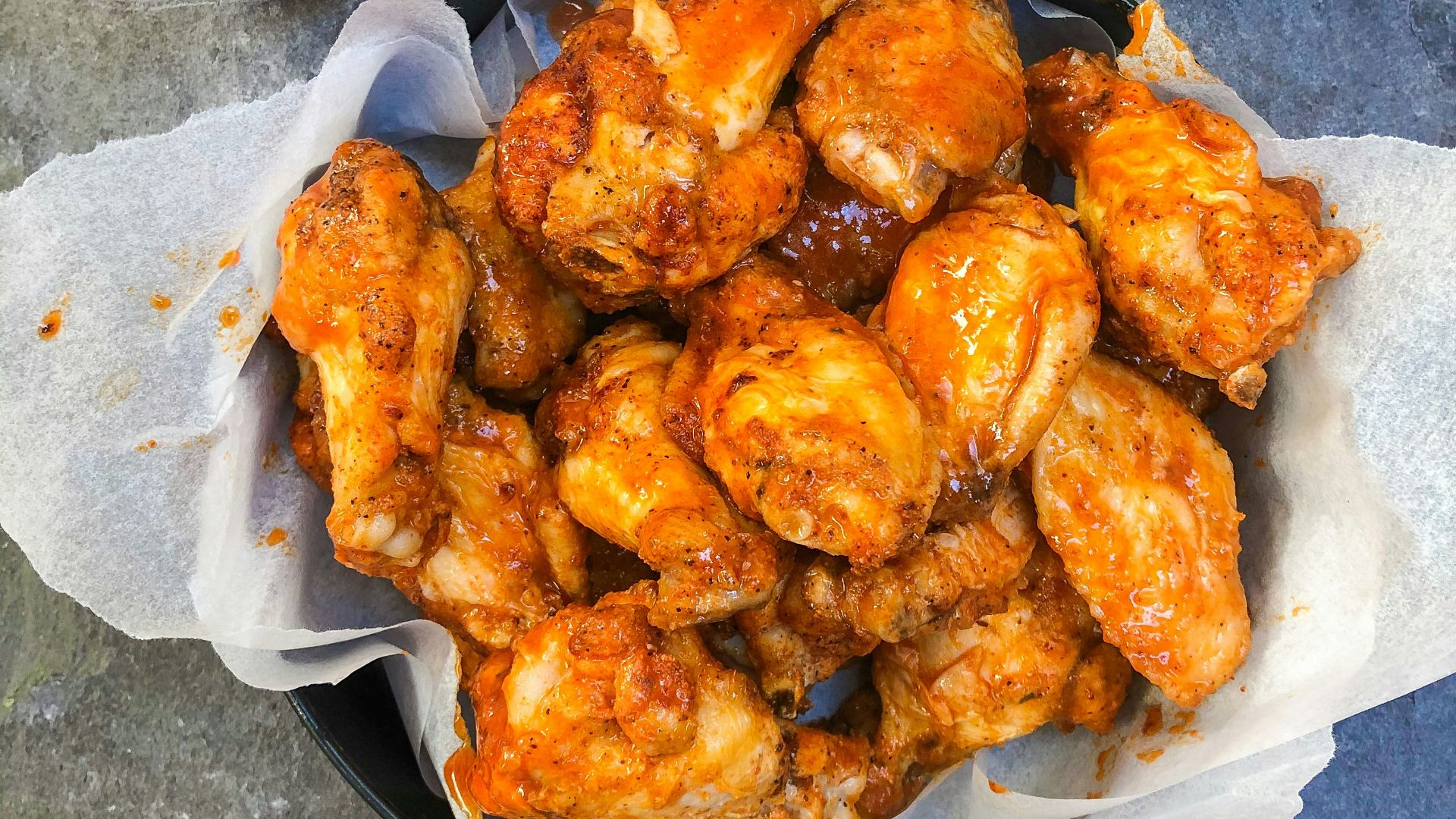 fried chicken on black plate
