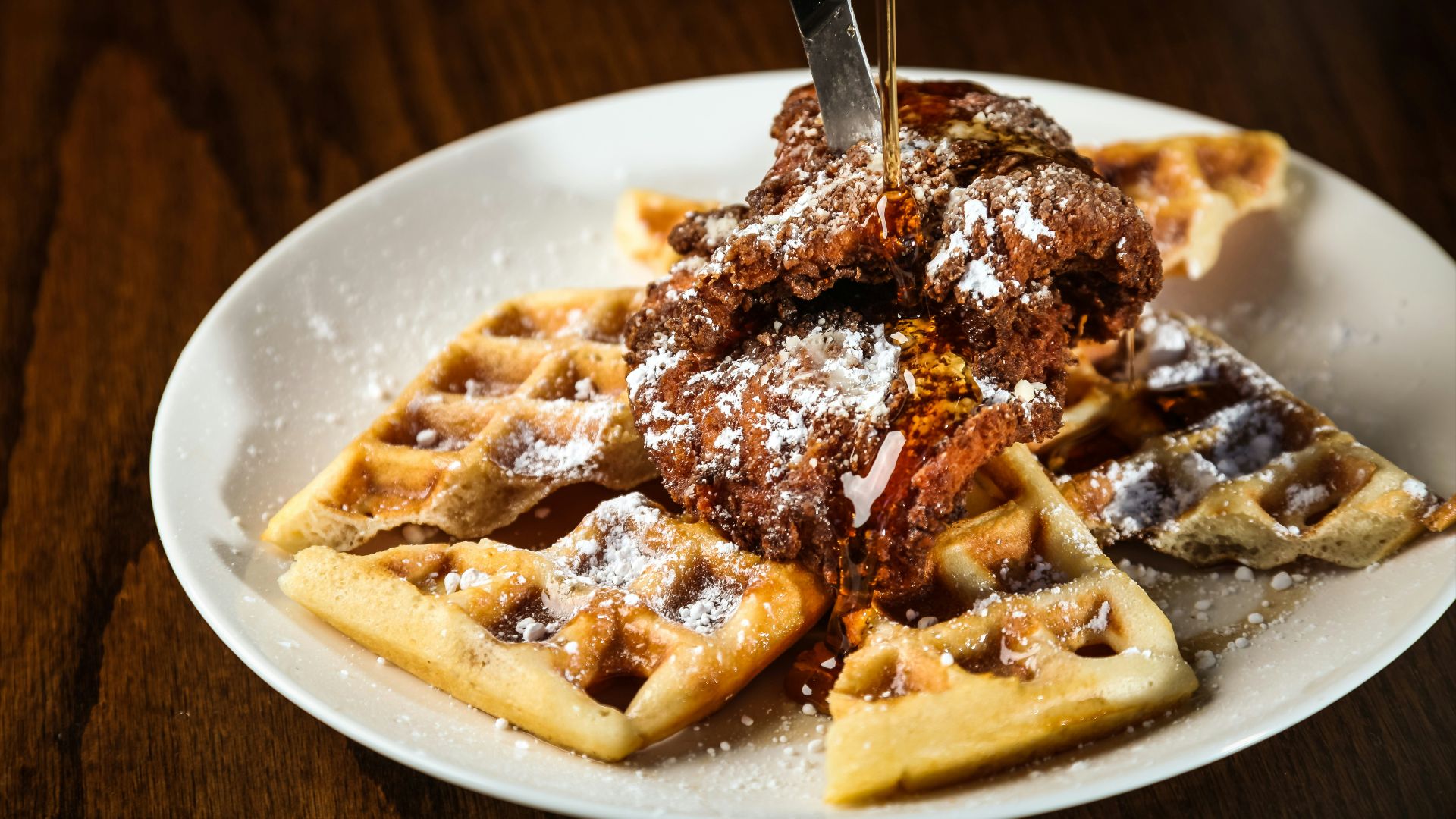 pasta with chocolate syrup on white ceramic plate
