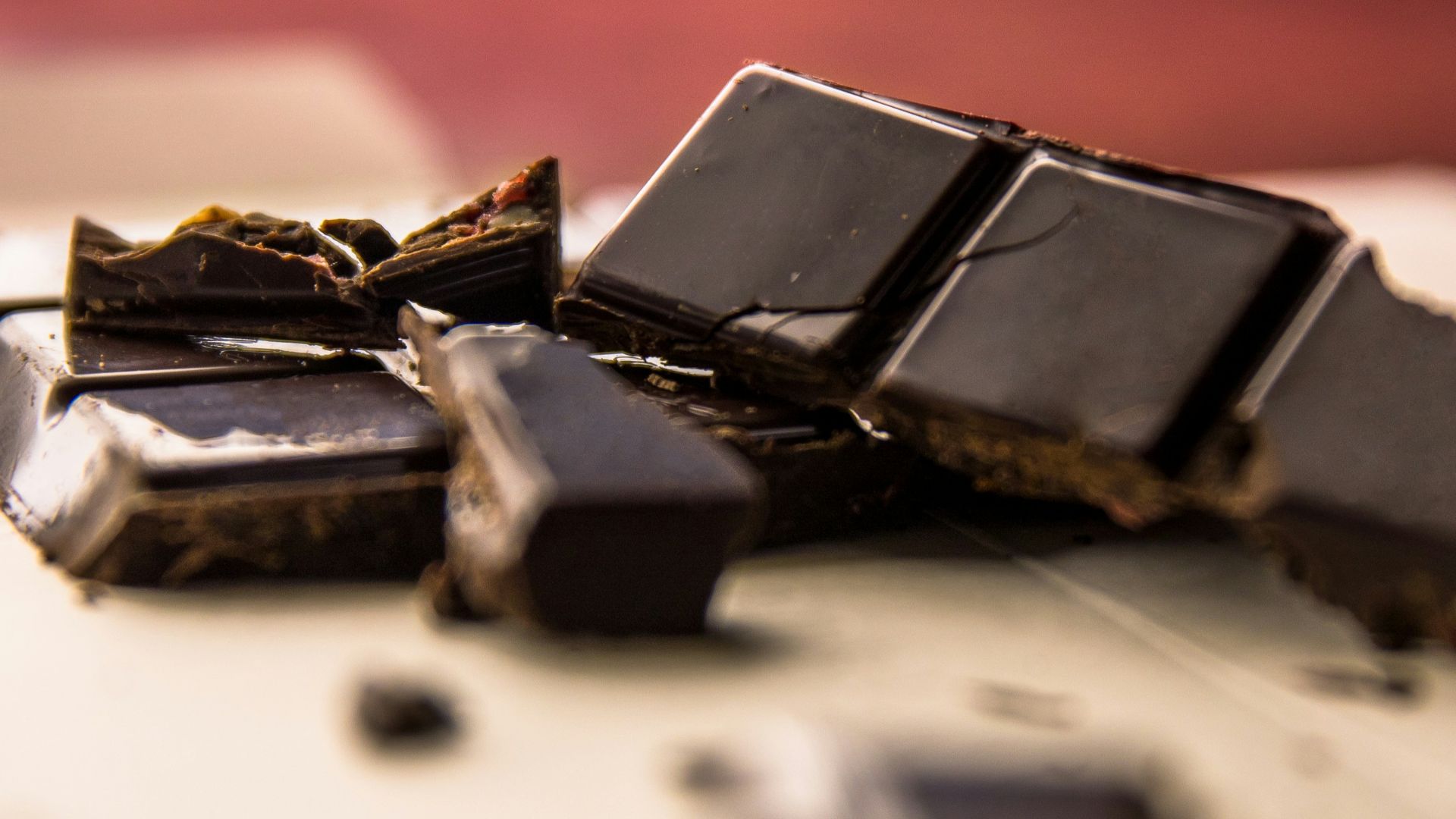 chocolate bar on white surface
