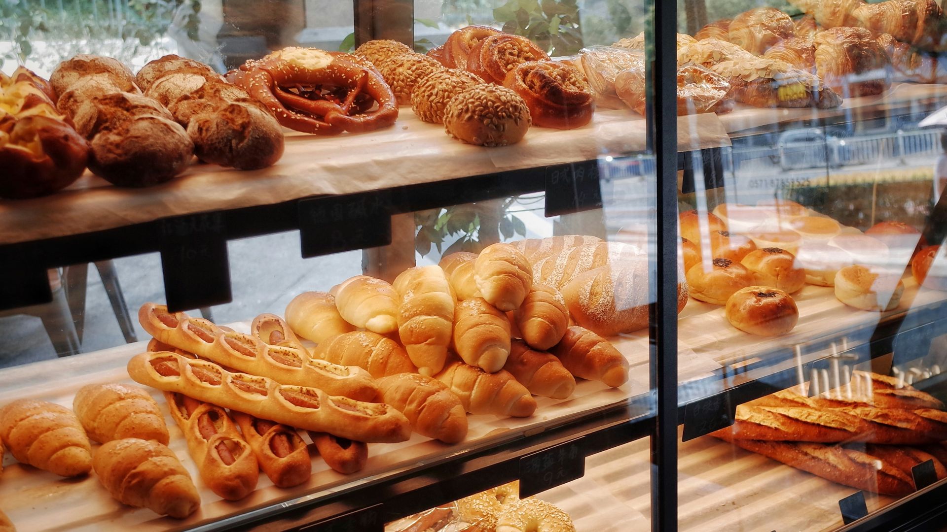 breads in display shelf