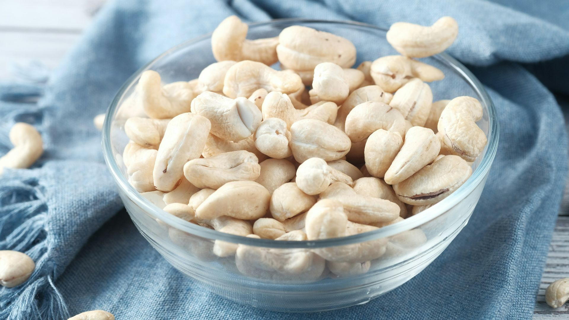 brown almond on clear glass bowl