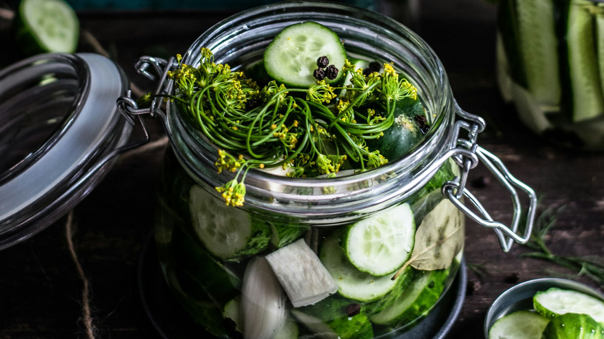 three pickled vegetables in glass mason jars selective focus photography