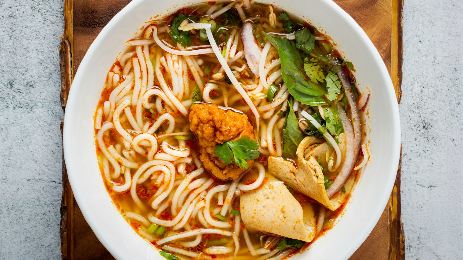 noddle dish on white ceramic bowl