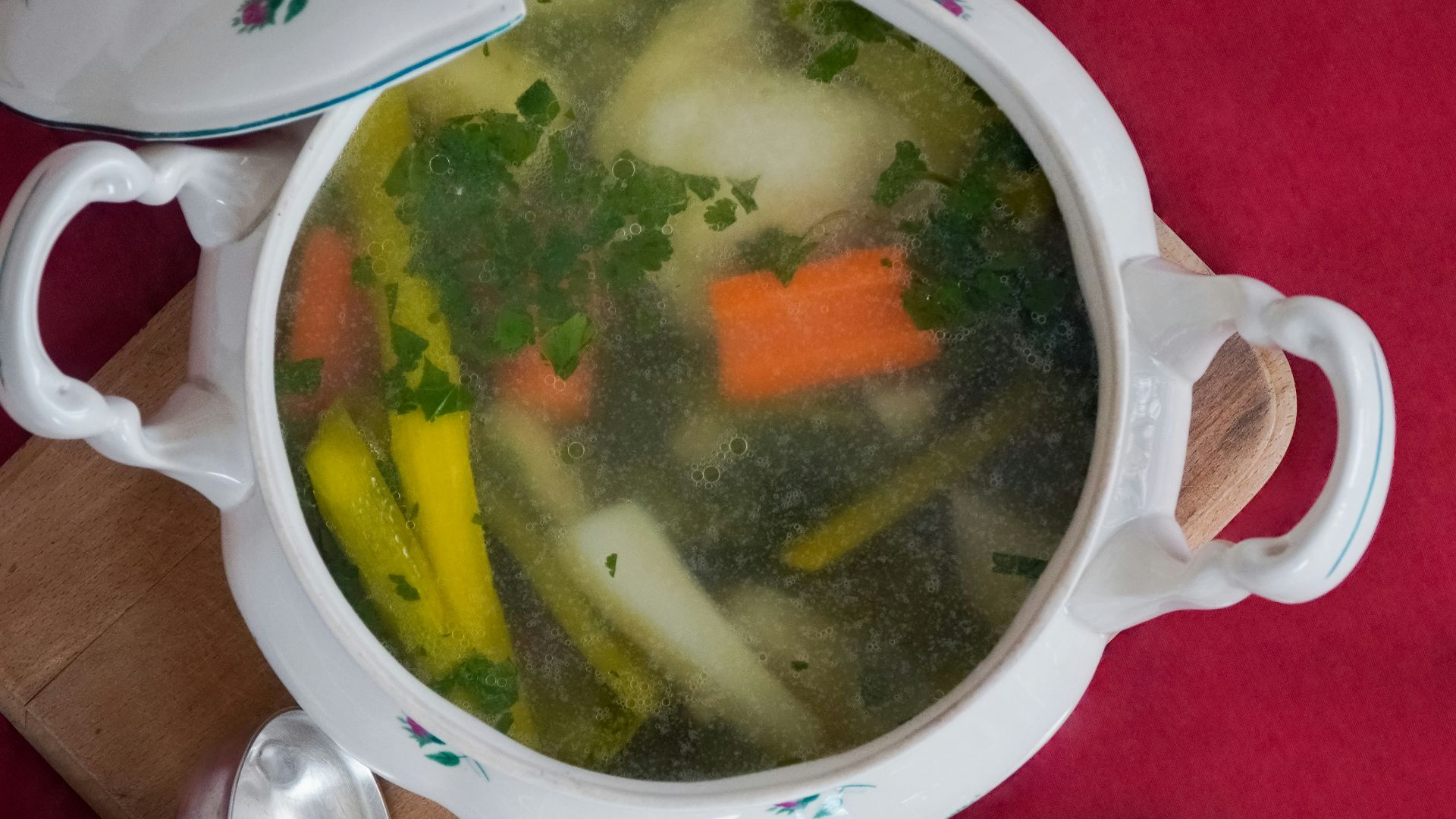 soup in white ceramic bowl