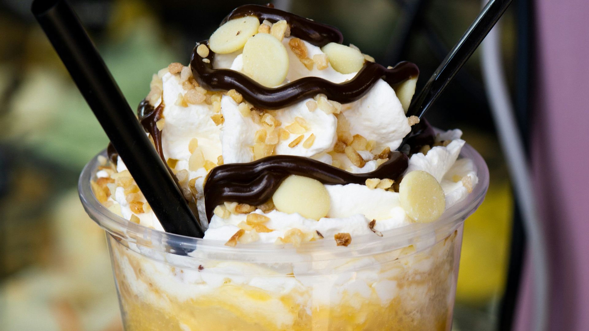 ice cream with chocolate syrup