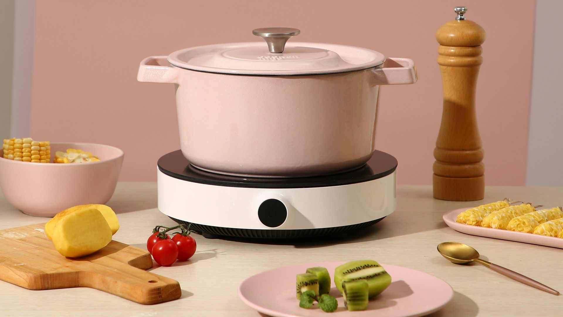 white rice cooker on brown wooden table