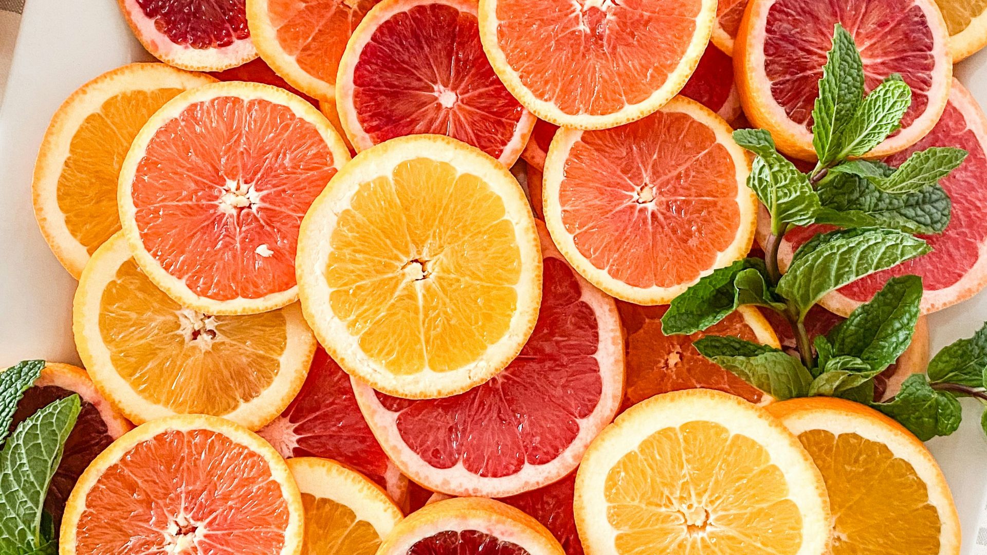 sliced grapefruits