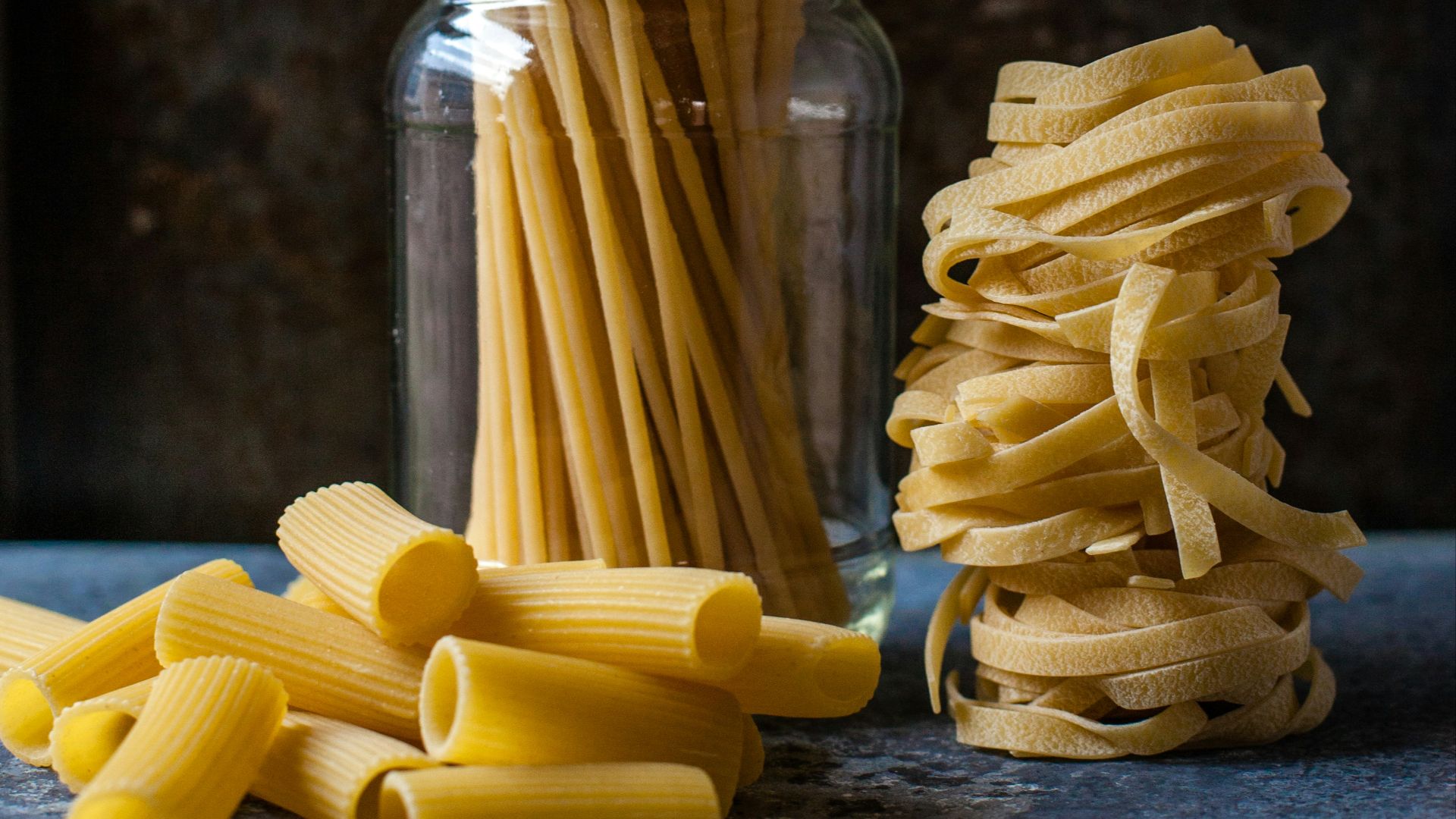 uncooked three pastas
