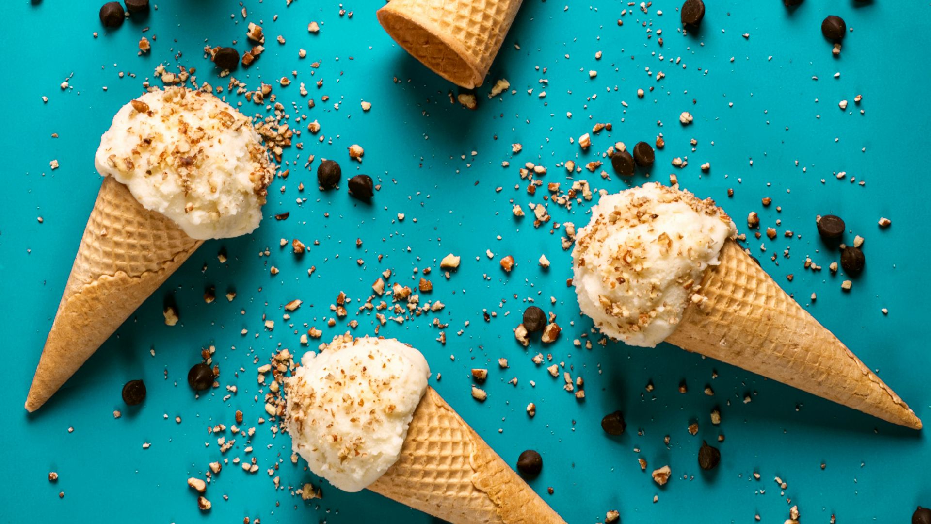 sugar cones with chocolate chips