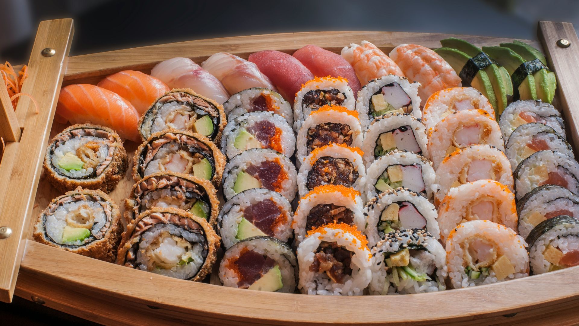 food photography of varieties of sushies