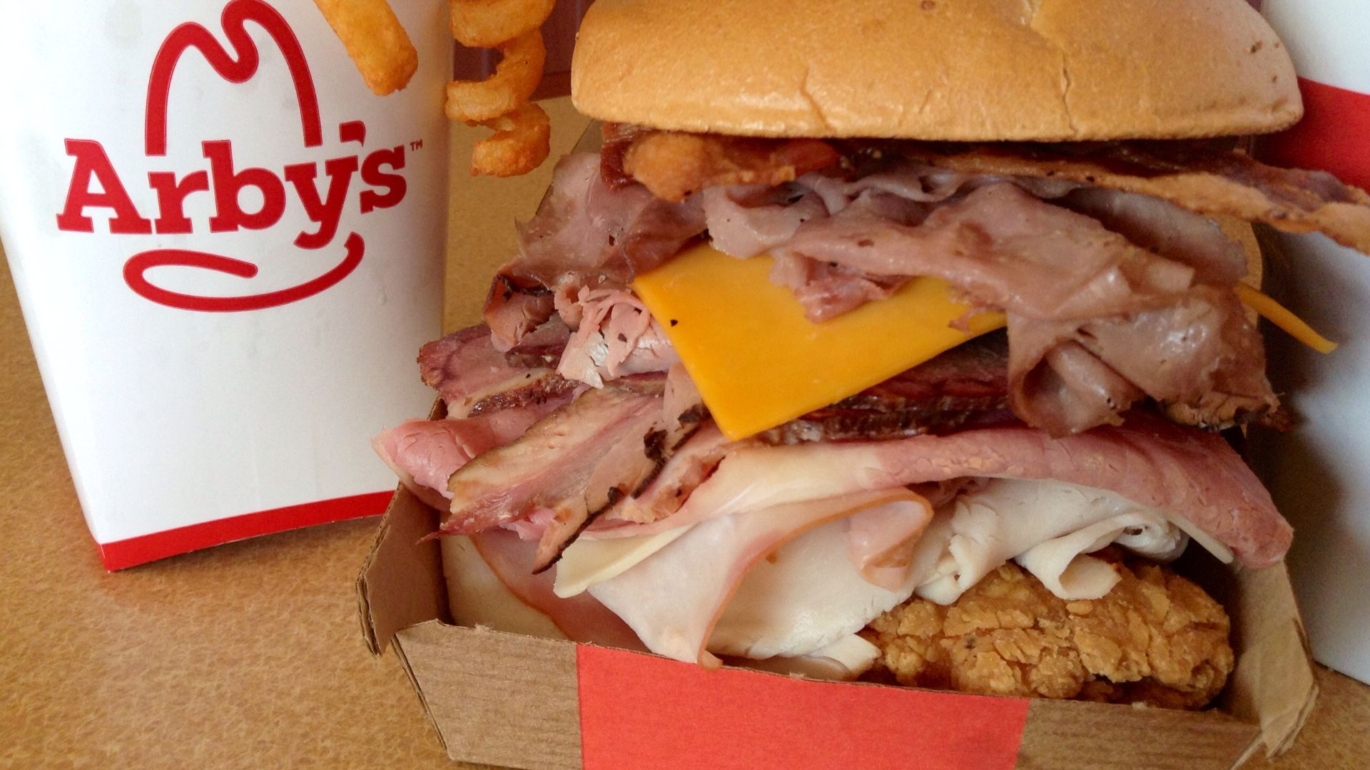 File:Arby's Meat Mountain Sandwich, 9 2014 by Mike Mozart of TheToyChannel and JeepersMedia on YouTube (14933014360).jpg